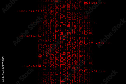 Red infected binary code illustration. Hacker access illustration