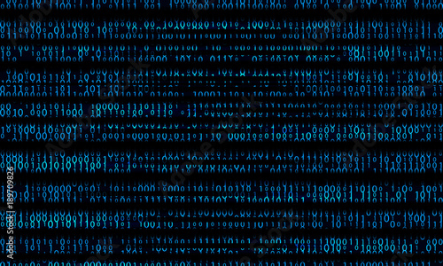 Blue binary domain code. Digital numbers illustration