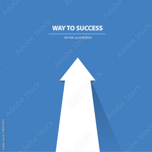 Way to success. Business concept of teamwork and leadership business concept. Symbol of decisiveness, right decision, planning, strategy direction. Vector illustration.