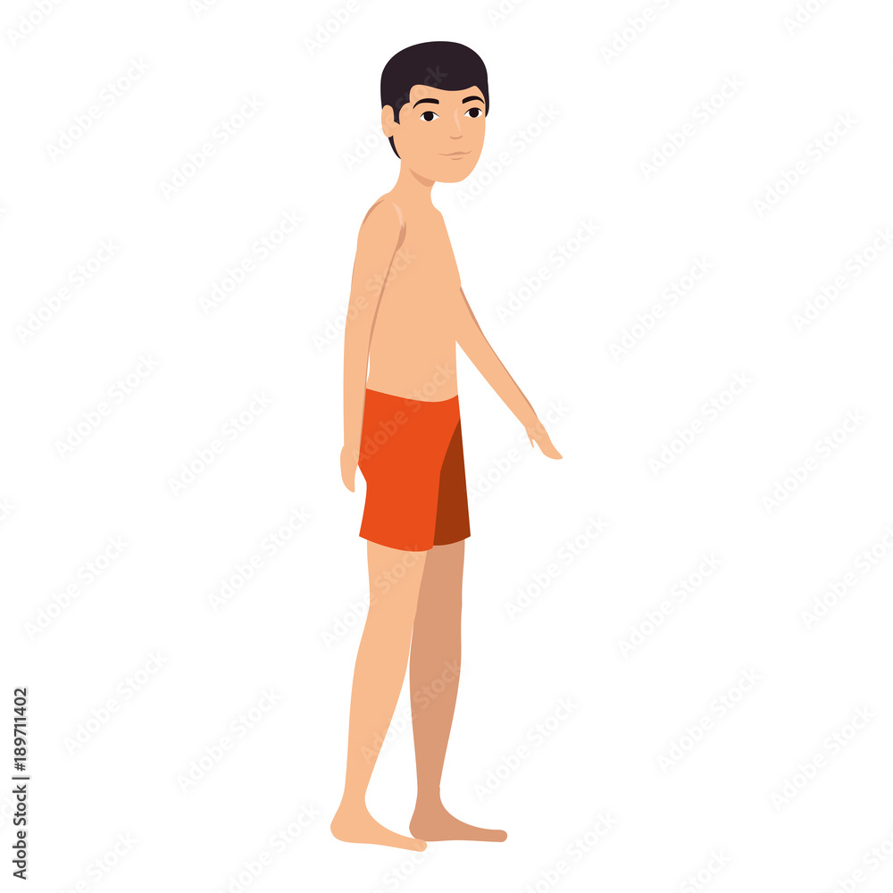 young man in swimsuit character young man in swimsuit character