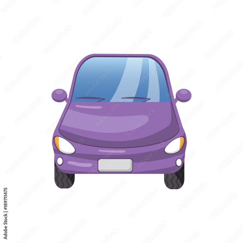 Retro violet car front view, auto insurance concept cartoon vector Illustration Retro violet car front view, auto insurance concept cartoon vector Illustration
