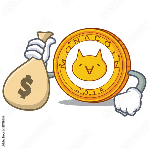 With money bag Monacoin character cartoon style photo