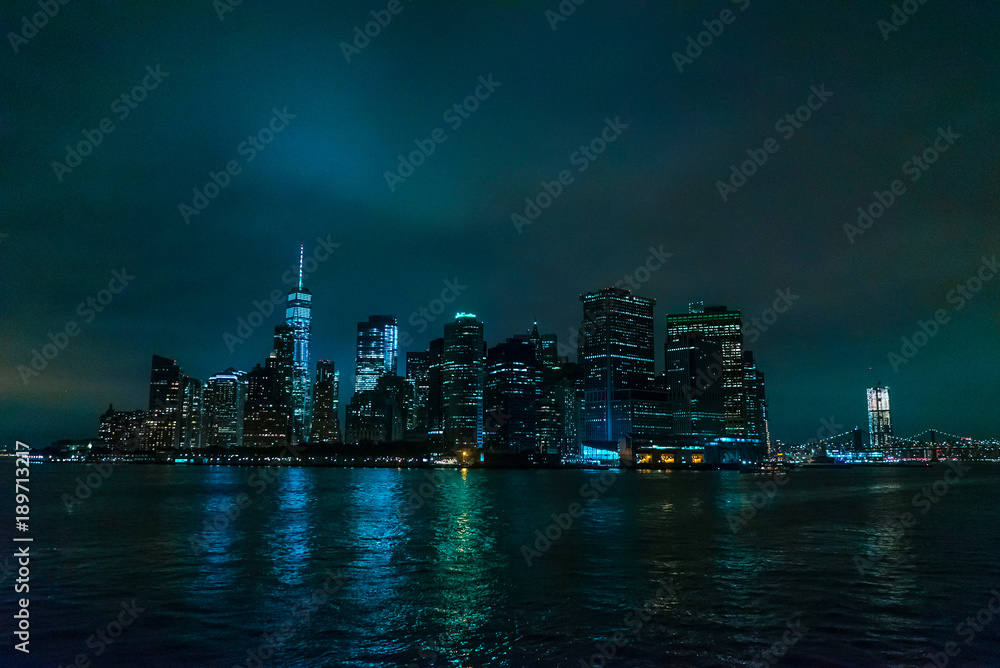 Manhattan NY City Skyline at night