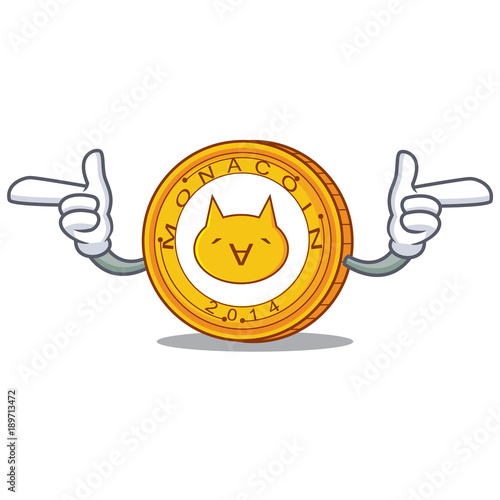 Ponting finger Monacoin character cartoon style