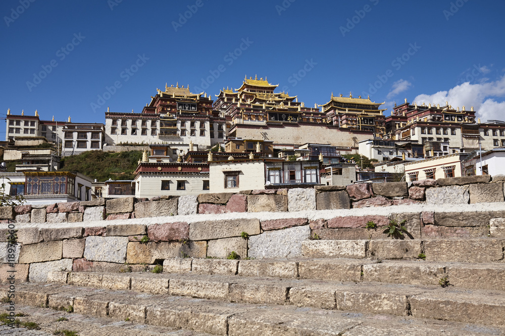 Songzanlin Monastery, built in 1679, is the largest Tibetan Buddhist monastery in Yunnan province, known as Little Potala Palace, China.