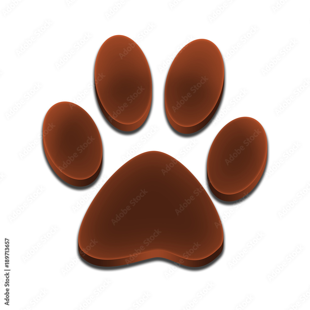 Logo footprint of dog 3d brown color Logo footprint of dog 3d brown color