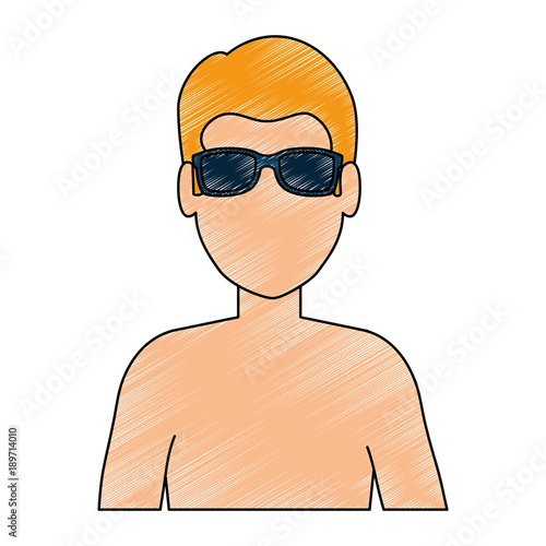 young man shirtless character
