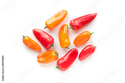 Fresh vegetables sweet Red, Yellow Peppers isolated on white background