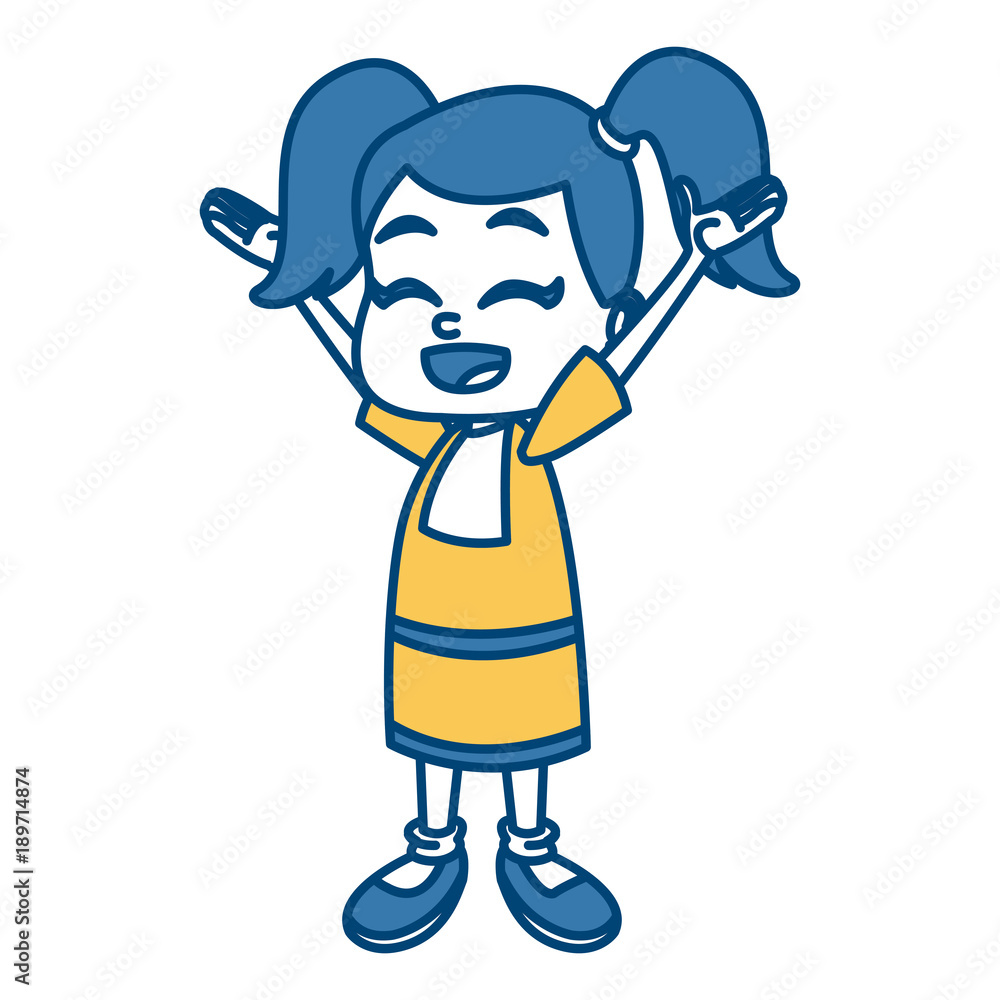 Cute school girl cartoon icon vector illustration graphic design