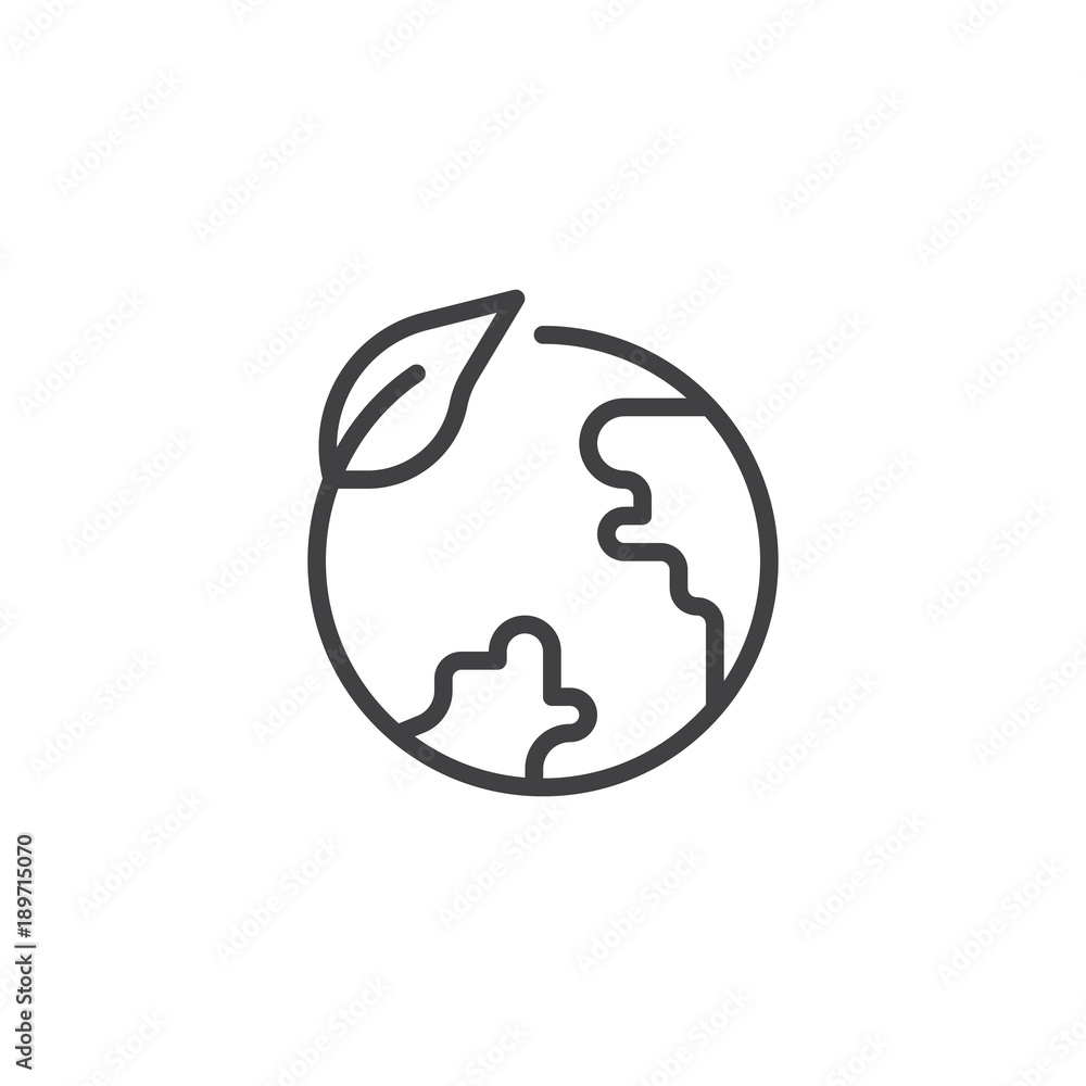 Eco globe line icon, outline vector sign, linear style pictogram isolated on white. Leaf and earth globe symbol, logo illustration. Editable stroke Eco globe line icon, outline vector sign, linear style pictogram isolated on white. Leaf and earth globe symbol, logo illustration. Editable stroke