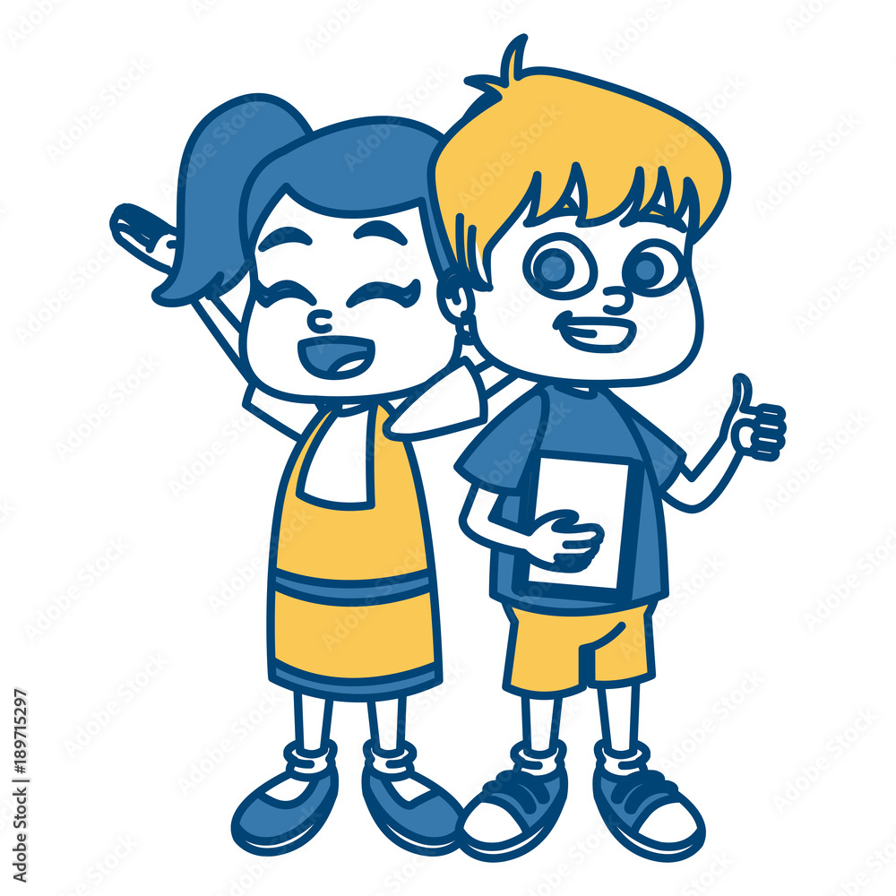 Little school kids cartoon icon vector illustration graphic design Little school kids cartoon icon vector illustration graphic design