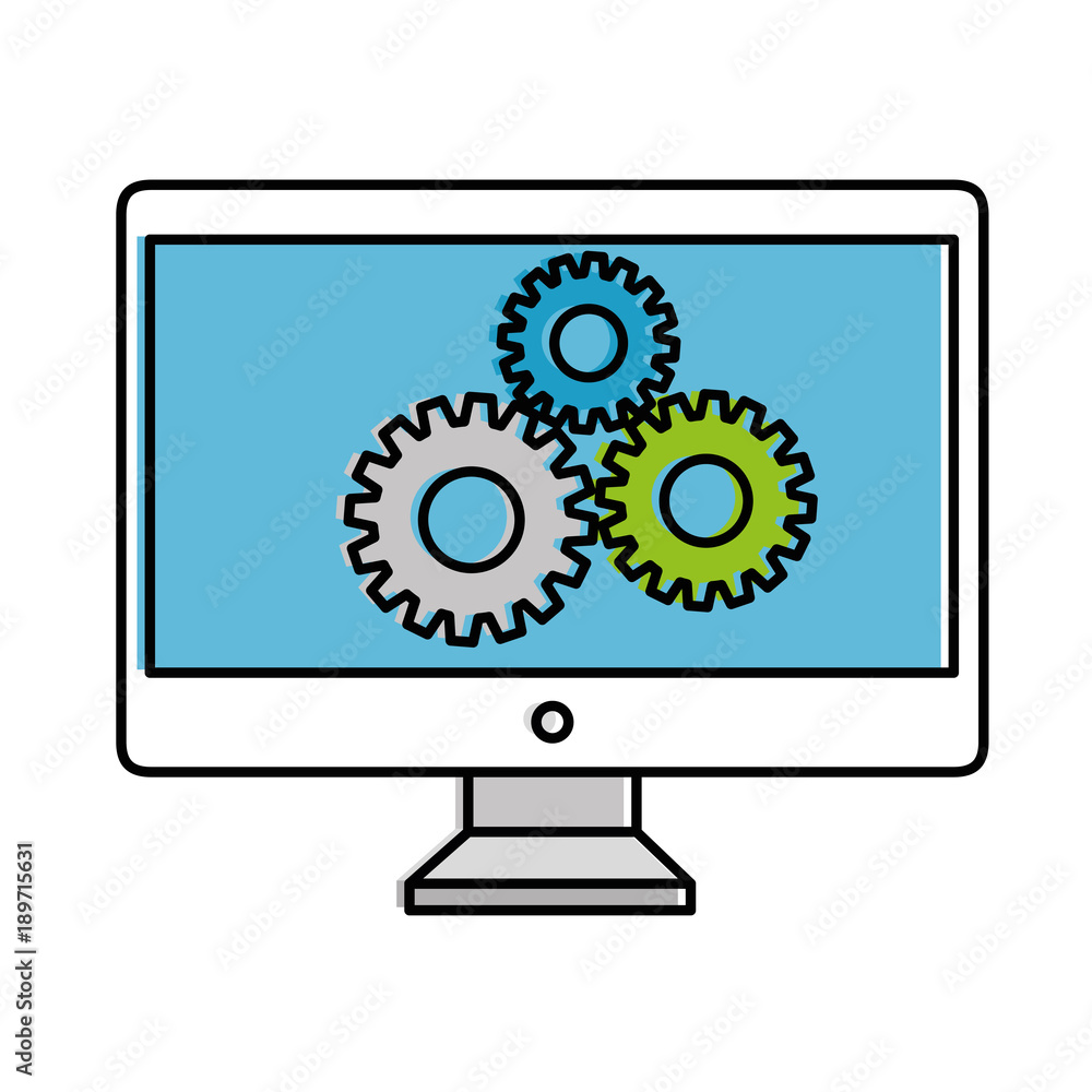 computer display with gears computer display with gears