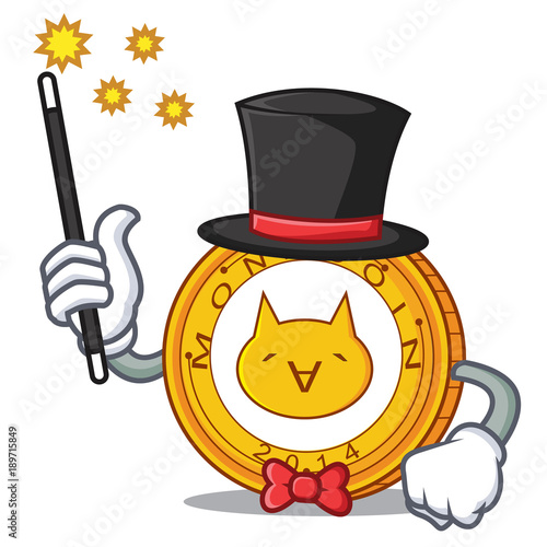 Magician Monacoin mascot cartoon style