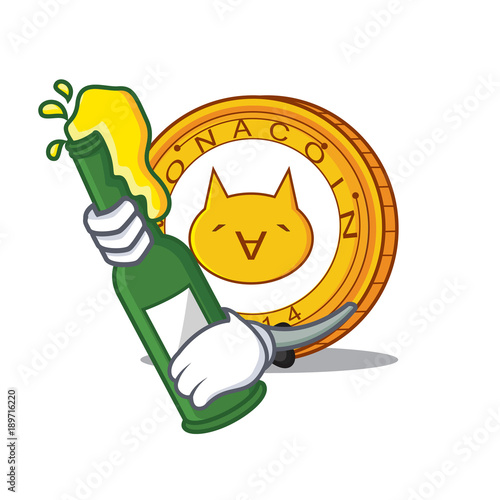 With beer Monacoin mascot cartoon style photo