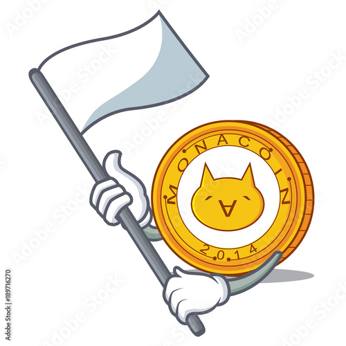 With flag Monacoin mascot cartoon style