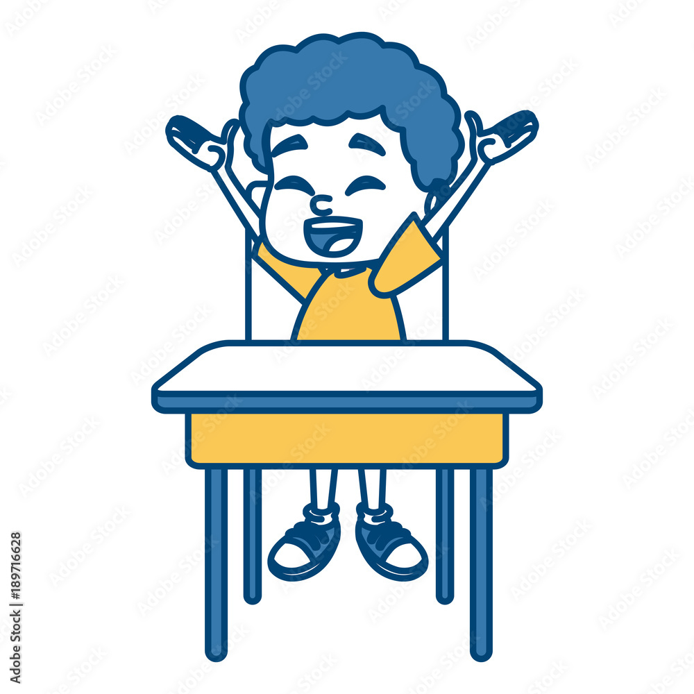 School boy on desk cartoon icon vector illustration graphic design