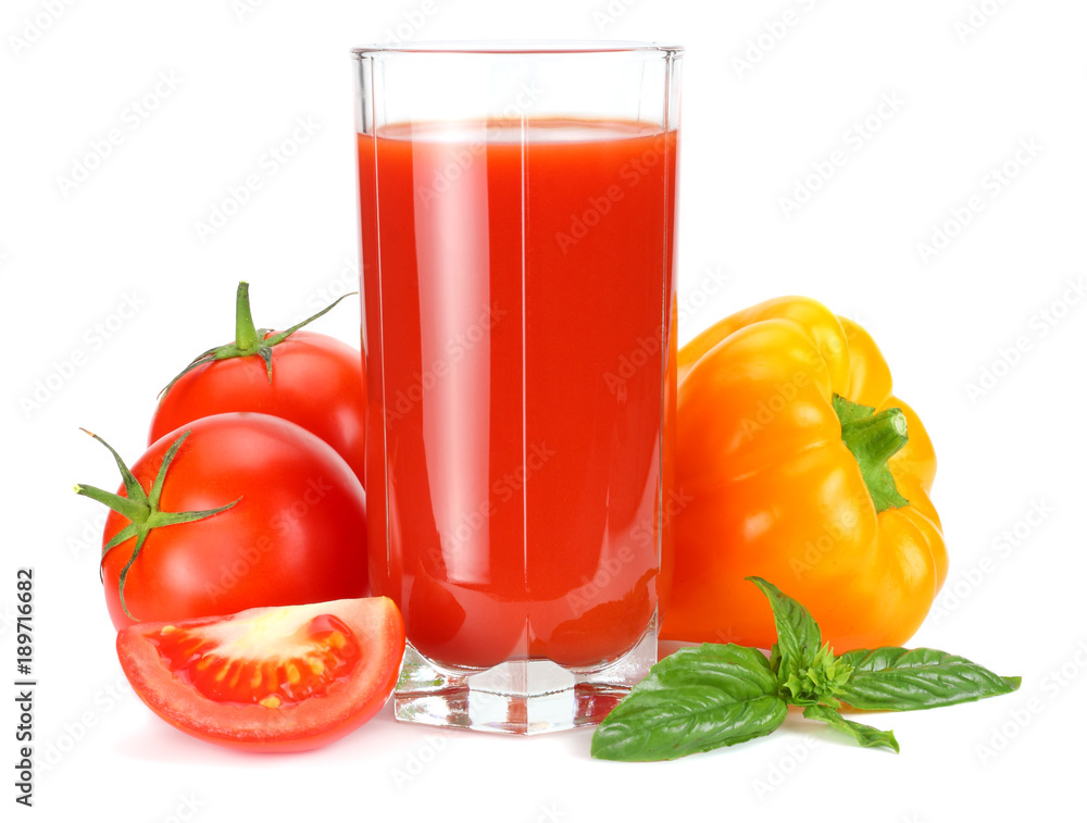 tomato juice isolated on white background. juice in glass tomato juice isolated on white background. juice in glass