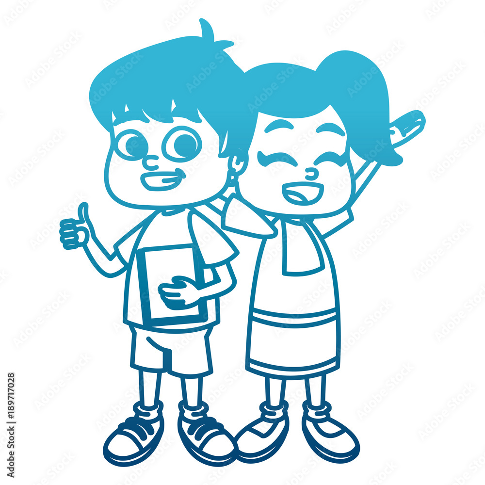 Little school kids cartoon icon vector illustration graphic design