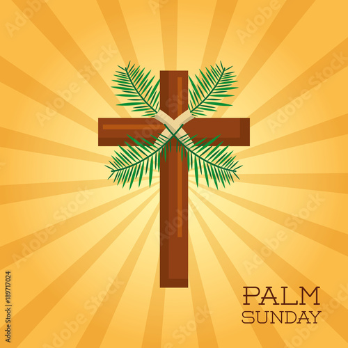 palm sunday cross card celebration christianity vector illustration
