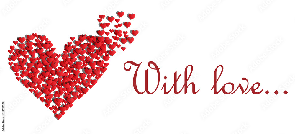 Red hearts background with text With love and free blank space for your text. Valentines Day EPS vector background