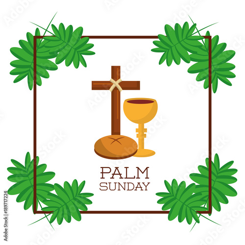 palm sunday card invitation celebration religious vector illustration