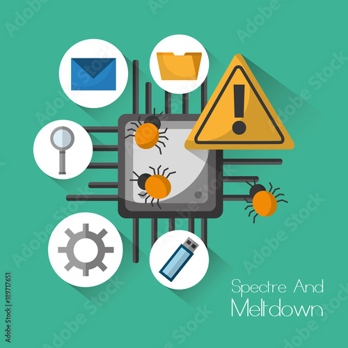 spectre and meltdown warning security virus vector illustration
