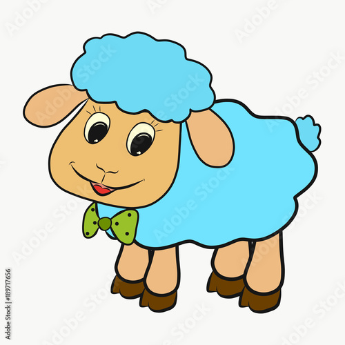 Little blue sheep with a bow tie