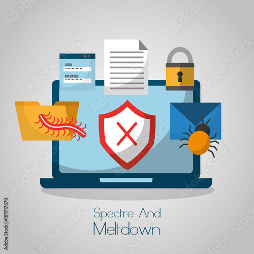 spectre and meltdown computer cyber attack protection vector illustration