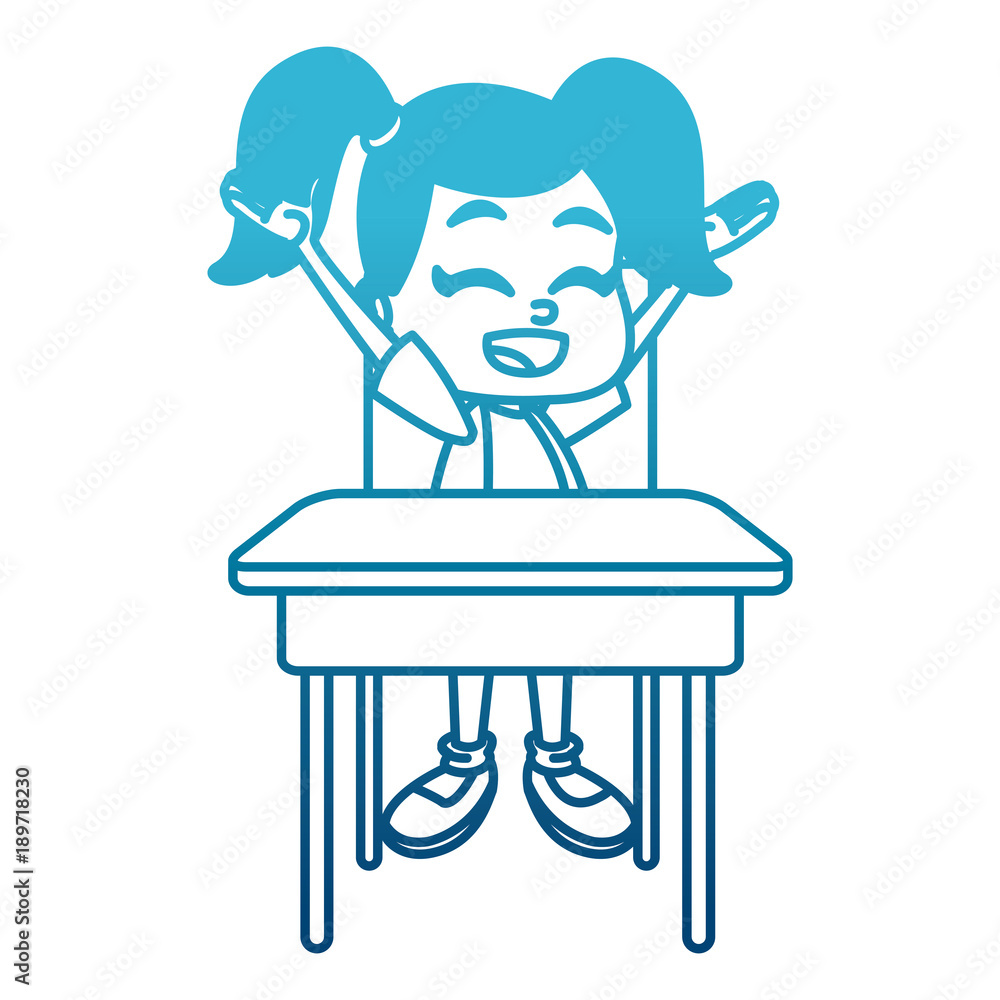 School girl on desk cartoon icon vector illustration graphic design School girl on desk cartoon icon vector illustration graphic design