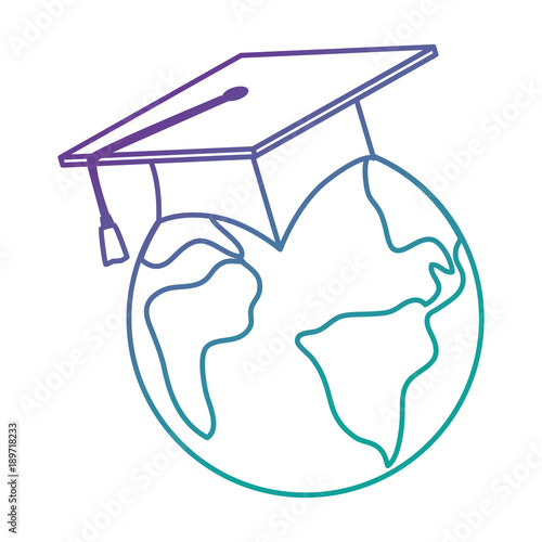 earth planet with hat graduation