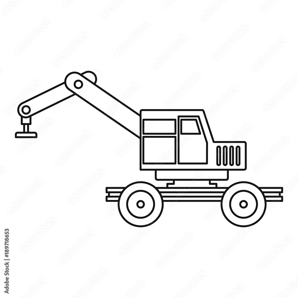 Naklejka premium Crane truck icon outline