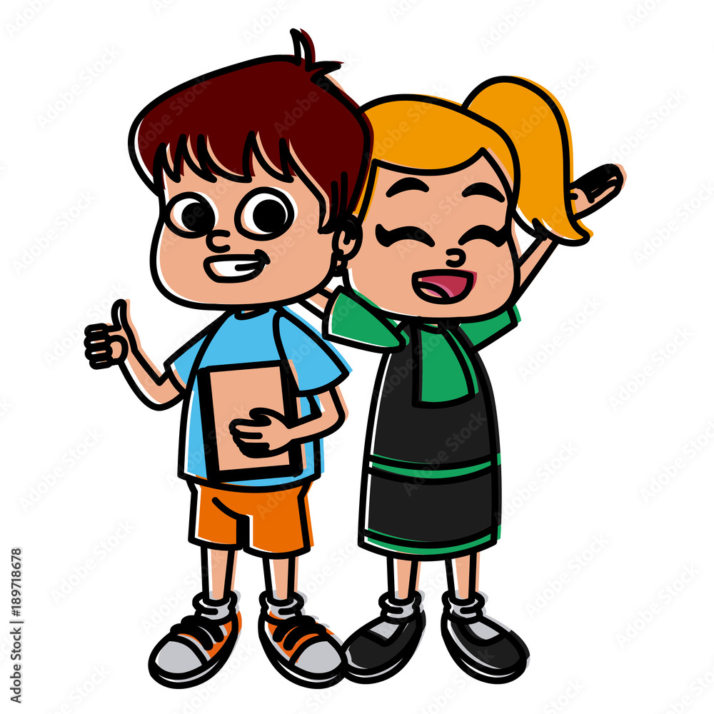 Little school kids cartoon icon vector illustration graphic design Little school kids cartoon icon vector illustration graphic design