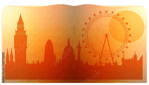 London city skyline  look like in open book