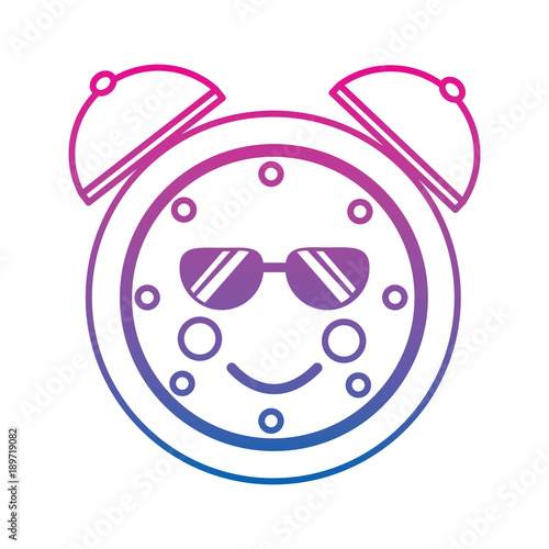 clock wth sunglasses  kawaii icon image vector illustration design