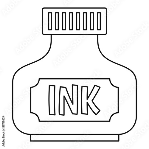 Black ink bottle icon outline