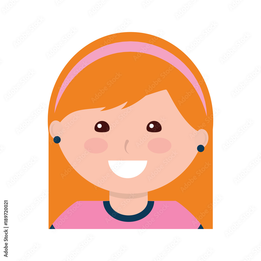 happy girl with headband kid child icon image vector illustration design 