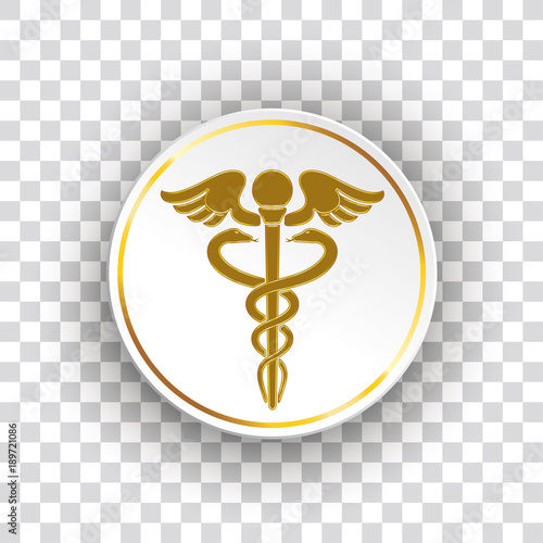 Golden Paper Circle Health Aesculapian Staff