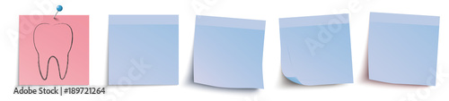 4 blaue Klebezettel Header für den Zahnarzt