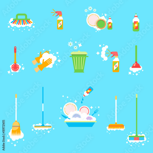 House cleaning. Wipe the windows, wash clothes, vacuum the floor, wash dishes.