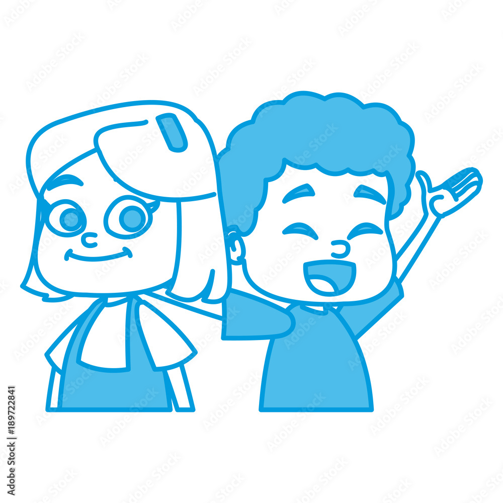 Little school kids cartoon icon vector illustration graphic design