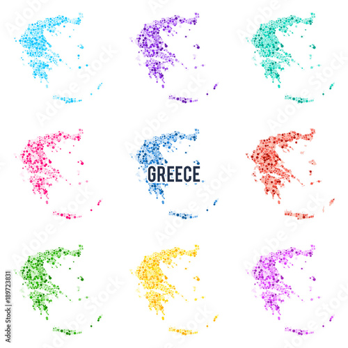 Vector dotted colourful map of Greece.