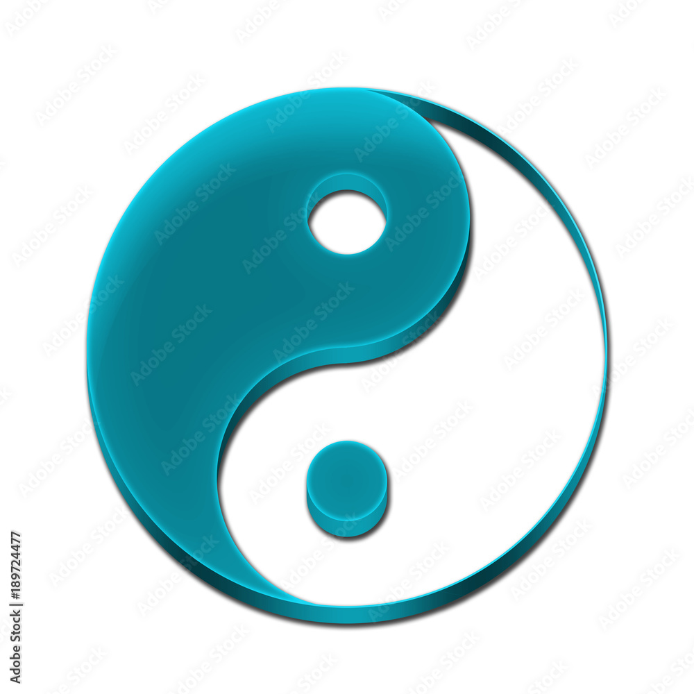 Yin Yang Symbol Icon Logo 3D Sky Blue Color Yin Yang Symbol Icon Logo 3D Sky Blue Color