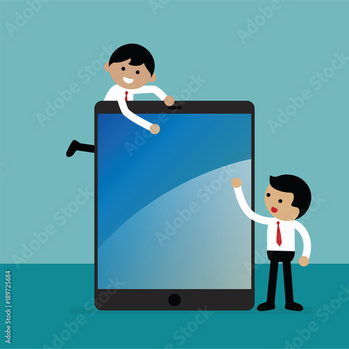 Businessman and big tablet