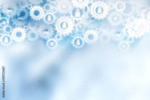 abstract technology gear background with icon of people connection,setting,teamwork 