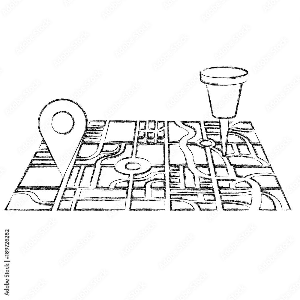 Obraz premium paper map guide with pins markers