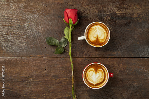 cappuccino with red rose