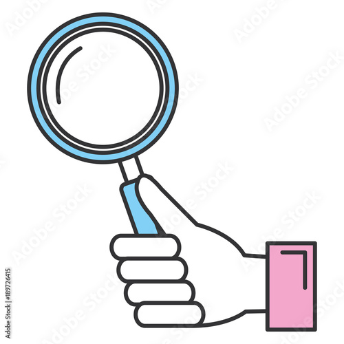 hand with magnifying glass isolated icon