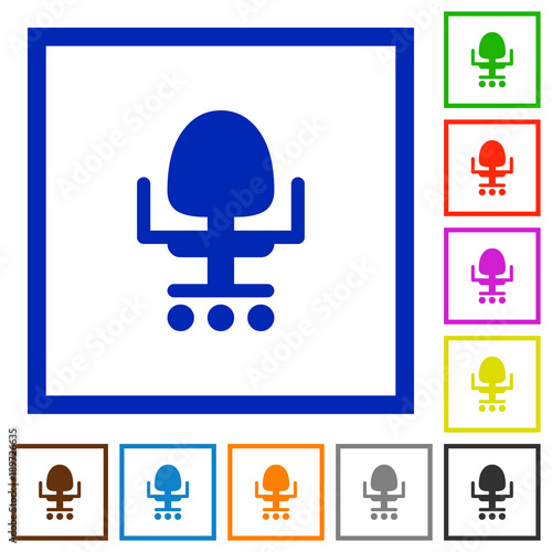 Office chair flat framed icons