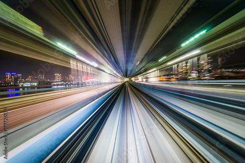 Photography Business concept - high speed abstract MRT track of motion light for background