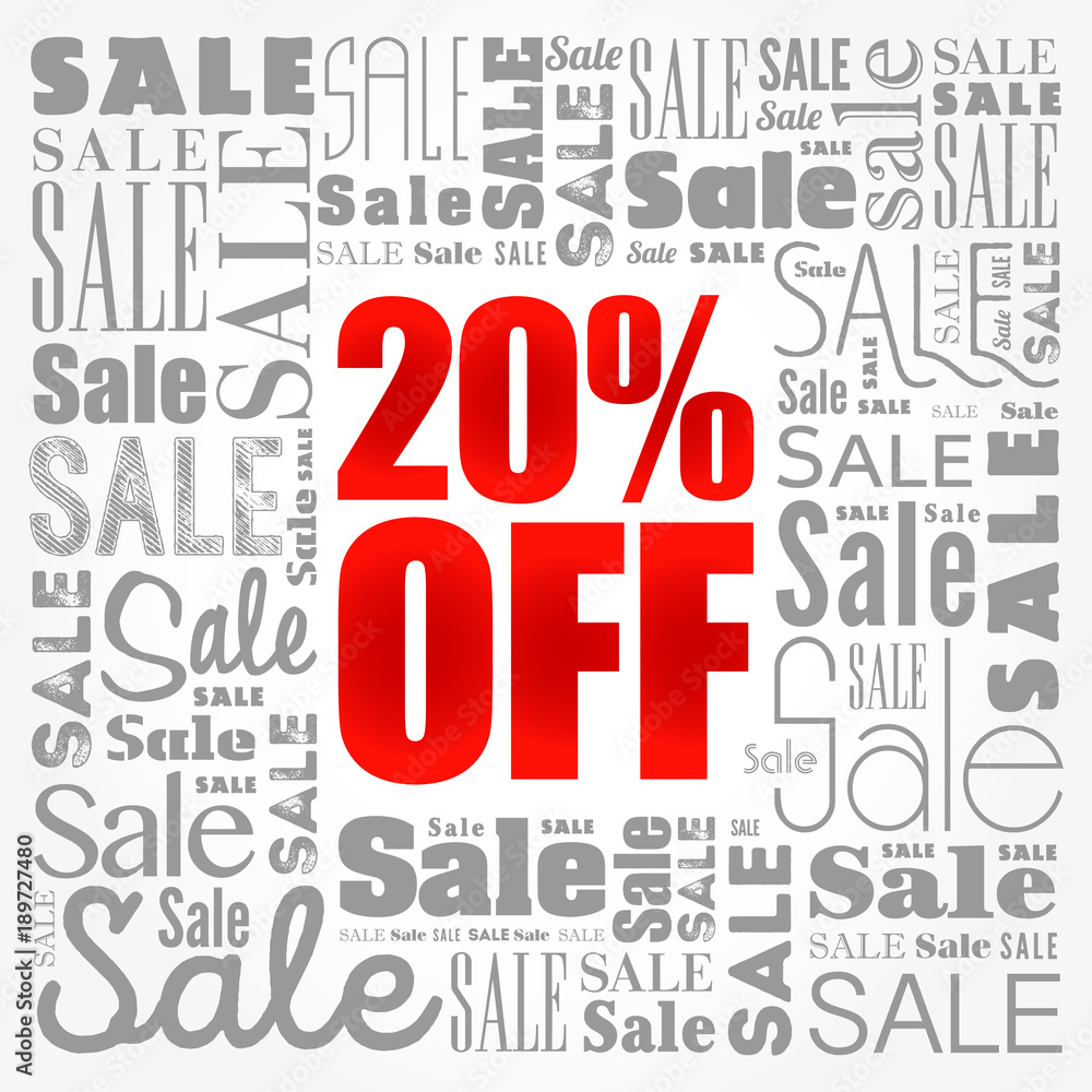 20% OFF Sale words cloud, business concept background